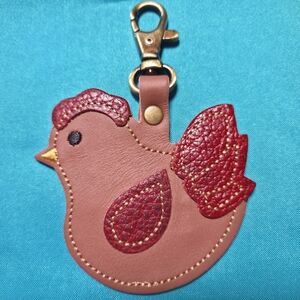Portland Leather Chicken Purse Charm Farm Animal Francesca Farm Keychain NWT
